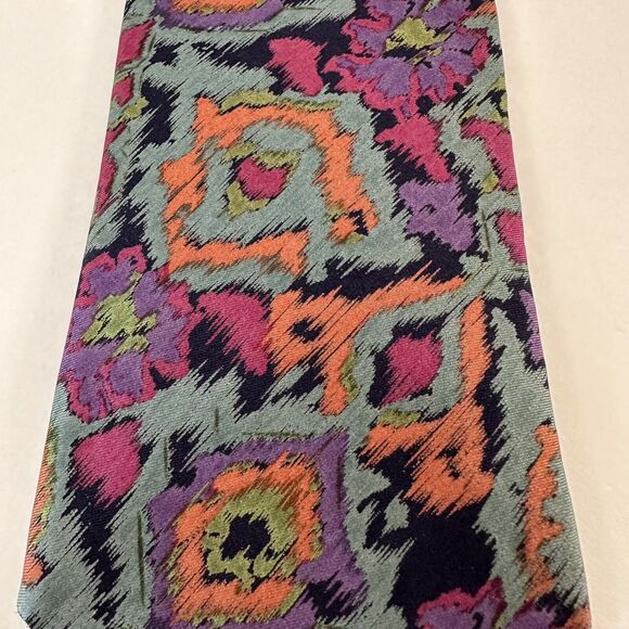 Muliti Color Men's Neck Tie Unbranded Gray w/Pink/Purple/Orange/Black Abstract - Picture 6 of 9